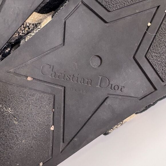 Christian Dior Dway Cloth Embroidered Black Platform Slide Sandals Size 38 - Picture 8 of 12